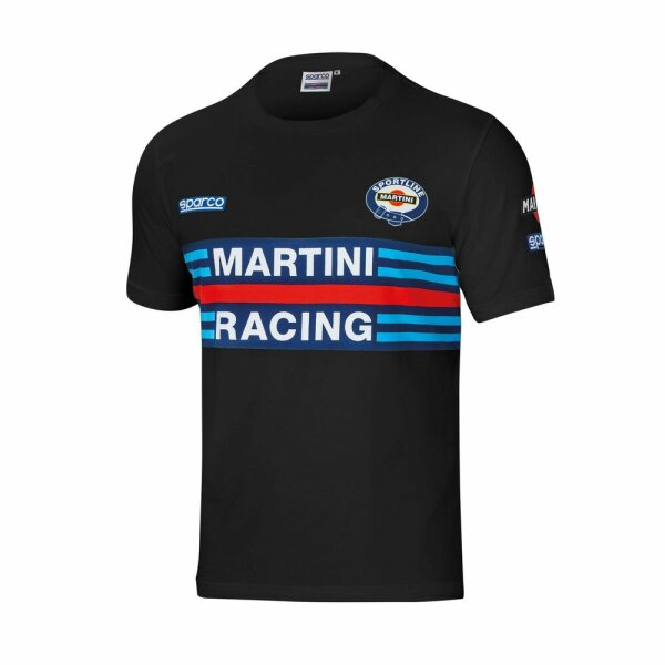 Herren Kurzarm-T-Shirt Sparco Martini Racing Schwarz (Gr&ouml;&szlig;e L)