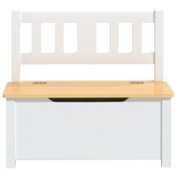 vidaXL Kinderbank mit Stauraum Wei&szlig; und Beige 60x30x55 cm MDF