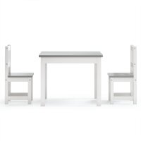 WOWONA 3-tlg. Kindertisch und Stuhl-Set Weiß und Grau MDF