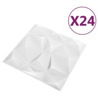 vidaXL 3D-Wandpaneele 24 Stk. 50x50 cm Diamantweiß...