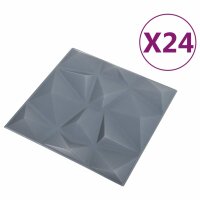 vidaXL 3D-Wandpaneele 24 Stk. 50x50 cm Diamant Grau 6...