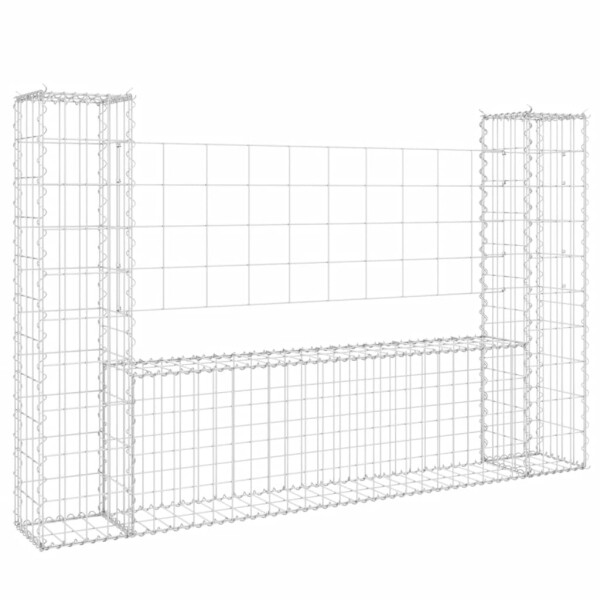 vidaXL Gabionenkorb U-Form mit 2 S&auml;ulen Eisen 140x20x100 cm