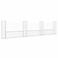 vidaXL Gabionenkorb U-Form mit 4 S&auml;ulen Eisen 380x20x100 cm