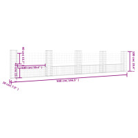 vidaXL Gabionenkorb U-Form mit 5 S&auml;ulen Eisen 500x20x100 cm