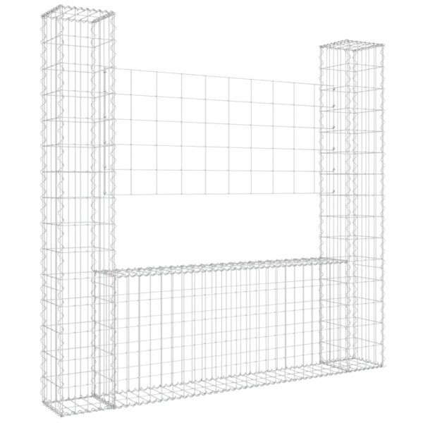 vidaXL Gabionenkorb U-Form mit 2 S&auml;ulen Eisen 140x20x150 cm