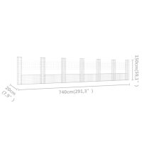 vidaXL Gabionenkorb U-Form mit 7 S&auml;ulen Eisen 740x20x150 cm