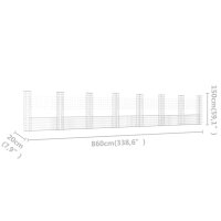 vidaXL Gabionenkorb U-Form mit 8 S&auml;ulen Eisen 860x20x150 cm