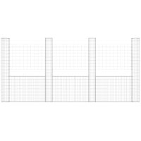 vidaXL Gabionenkorb U-Form mit 5 S&auml;ulen Eisen 500x20x200 cm