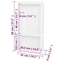 vidaXL Duschnische mit 2 F&auml;chern Hochglanz-Wei&szlig; 41x69x9 cm