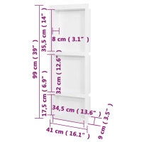 vidaXL Duschnische mit 3 F&auml;chern Mattwei&szlig; 41x99x9 cm