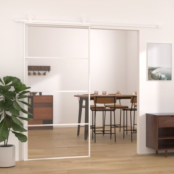 vidaXL Schiebet&uuml;r ESG Glas und Aluminium 102,5x205 cm Wei&szlig;