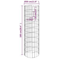 vidaXL Gabionen-S&auml;ule Rund Verzinkter Stahl &Oslash;30x100 cm