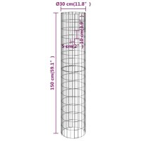 vidaXL Gabionen-S&auml;ule Rund Verzinkter Stahl &Oslash;30x150 cm