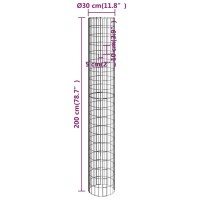 vidaXL Gabionen-S&auml;ule Rund Verzinkter Stahl &Oslash;30x200 cm