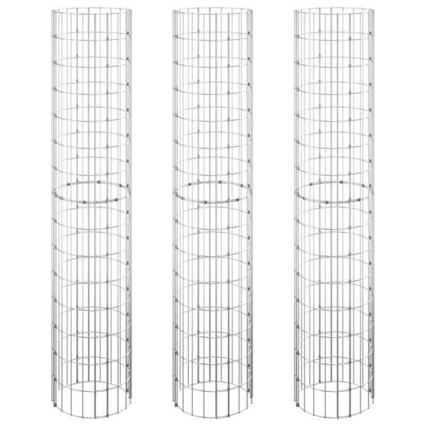 vidaXL Gabionen-Hochbeete 3 Stk. Rund Verzinkter Stahl &Oslash;30x150 cm