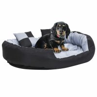 vidaXL Hundekissen Wendbar und Waschbar Grau und Schwarz 110x80x23 cm