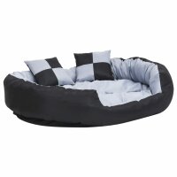 vidaXL Hundekissen Wendbar und Waschbar Grau und Schwarz 110x80x23 cm