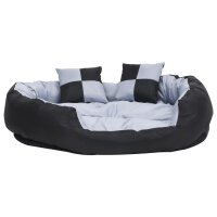 vidaXL Hundekissen Wendbar und Waschbar Grau und Schwarz 110x80x23 cm