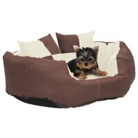 vidaXL Hundekissen Wendbar und Waschbar Braun und Creme...