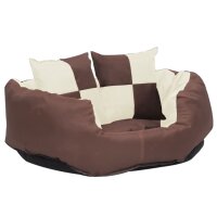 vidaXL Hundekissen Wendbar und Waschbar Braun und Creme 65x50x20 cm