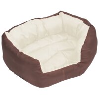 vidaXL Hundekissen Wendbar und Waschbar Braun und Creme 65x50x20 cm