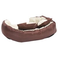 vidaXL Hundekissen Wendbar und Waschbar Braun und Creme 85x70x20 cm