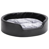 vidaXL Hundebett Schwarz-Grau 69x59x19 cm Pl&uuml;sch und Kunstleder