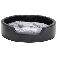 vidaXL Hundebett Schwarz-Grau 69x59x19 cm Pl&uuml;sch und Kunstleder