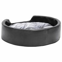 vidaXL Hundebett Schwarz-Grau 69x59x19 cm Pl&uuml;sch und Kunstleder