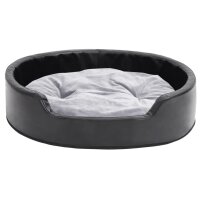 vidaXL Hundebett Schwarz-Grau 79x70x19 cm Pl&uuml;sch und Kunstleder