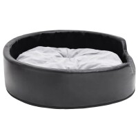 vidaXL Hundebett Schwarz-Grau 79x70x19 cm Pl&uuml;sch und Kunstleder