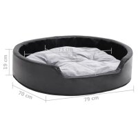 vidaXL Hundebett Schwarz-Grau 79x70x19 cm Pl&uuml;sch und Kunstleder