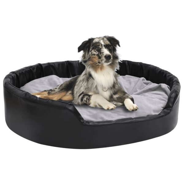 vidaXL Hundebett Schwarz-Grau 99x89x21 cm Pl&uuml;sch und Kunstleder