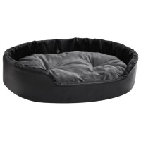 vidaXL Hundebett Schwarz-Dunkelgrau 90x79x20 cm Pl&uuml;sch und Kunstleder