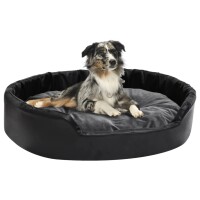 vidaXL Hundebett Schwarz-Dunkelgrau 90x79x20 cm Pl&uuml;sch und Kunstleder