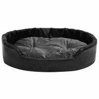 vidaXL Hundebett Schwarz-Dunkelgrau 90x79x20 cm Pl&uuml;sch und Kunstleder