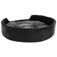 vidaXL Hundebett Schwarz-Dunkelgrau 90x79x20 cm Pl&uuml;sch und Kunstleder