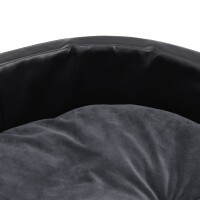 vidaXL Hundebett Schwarz-Dunkelgrau 90x79x20 cm Pl&uuml;sch und Kunstleder