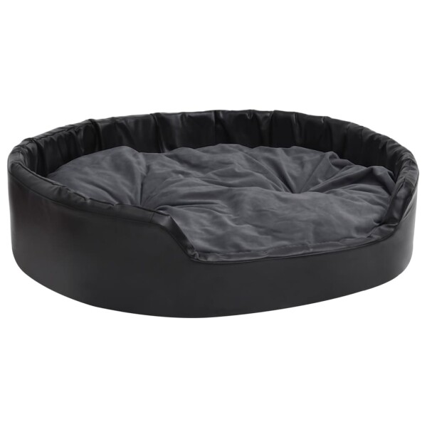 vidaXL Hundebett Schwarz-Dunkelgrau 99x89x21 cm Pl&uuml;sch und Kunstleder