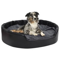 vidaXL Hundebett Schwarz-Dunkelgrau 99x89x21 cm Pl&uuml;sch und Kunstleder