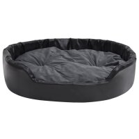 vidaXL Hundebett Schwarz-Dunkelgrau 99x89x21 cm Pl&uuml;sch und Kunstleder