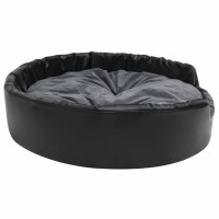 vidaXL Hundebett Schwarz-Dunkelgrau 99x89x21 cm Pl&uuml;sch und Kunstleder