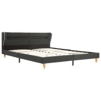 vidaXL Bett mit LED und Matratze Dunkelgrau Sackleinen 180 x 200 cm