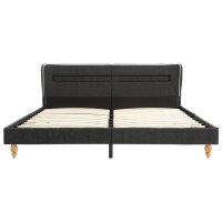 vidaXL Bett mit LED und Matratze Dunkelgrau Sackleinen 180 x 200 cm