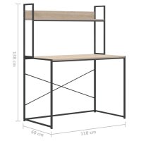 vidaXL Computertisch Schwarz Eiche-Optik 110x60x138cm Holzwerkstoff