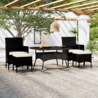 vidaXL 5-tlg. Garten-Essgruppe Poly Rattan und Hartglas Schwarz