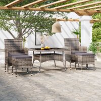 vidaXL 5-tlg. Garten-Essgruppe Poly Rattan und Hartglas Grau