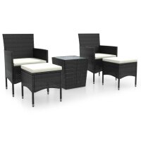 vidaXL 5-tlg. Garten-Bistro-Set Poly Rattan und Hartglas...