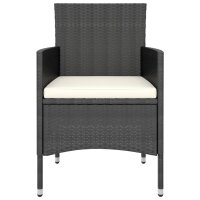 vidaXL 5-tlg. Garten-Bistro-Set Poly Rattan und Hartglas Schwarz