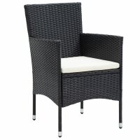 vidaXL 5-tlg. Garten-Bistro-Set Poly Rattan Massivholz Akazie Schwarz